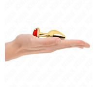 KINK Pleasure Plugs - Plug anal dorado con rosa roja, talla S