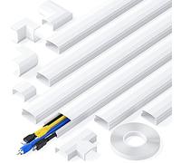 kinkaivy Canal de Cable, 2,4 m (6 Unidades, 30 x 17 mm), Autoadhesivo, Blanco, Canales de PVC, Cubierta de Cable para Ocultar Cables para Ordenadores en casa o en la Oficina