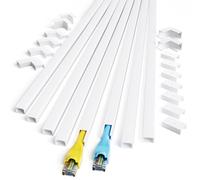 kinkaivy Canal de Cable Blanco, 8 m (8 Unidades 15x10mm pequeño), Mini Canal Autoadhesivo y Lacado para Ocultar Cables alimentación, Altavoces o TV en casa la Oficina