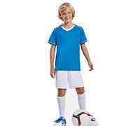 KINKIES Equipación Deportiva para niños - Camiseta y pantalón Cortos Unisex para Deportes de Equipo en Colores Vivos y alegres (8 Años, Azul-Blanco)
