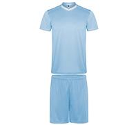 KINKIES Equipación Deportiva para niños - Camiseta y pantalón Cortos Unisex para Deportes de Equipo en Colores Vivos y alegres (12 Años, Azul Celeste)