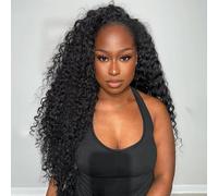 Kinky Curly Half Wig Human Hair 150% Density Glueless Wigs Human Hair 3 In 1 Half Wigs for Women Adjustable Drawstring Seamless Flip 20 Pulgadas