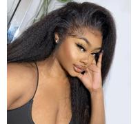Kinky Straight Half Wig Human Hair 180% Density Seamless Flip Over Yaki Glueless Wigs Human Hair 3 In 1 Invisible Hairline 18 Pulgadas