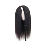Kinky Straight V-Part Peluca de Pelo Humano Sin Omitir U-Parte Yaki Brasileño Pelucas Remy Lisas para Mujeres Agrega Volumen de Cabello (180 Densidad, 50 cm)