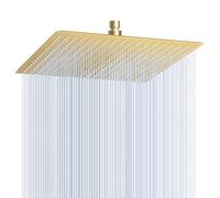 KINLIV Cabezal de ducha de 40 cm, efecto lluvia dorado grande, 304 acero inoxidable, cascada, ahorro de agua, con 324 boquillas antical, 16 pulgadas, ajustable 360°, cuadrado
