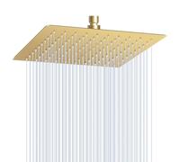 KINLIV Ducha de Lluvia de 25 cm Cabezal de Ducha Grande, Oro Cepillado, Acero Inoxidable 304, Efecto Cascada, Ahorro de Agua, Con 121 Boquillas Anti-Cal, Ajustable 360°, 10 Pulgadas, Ducha de Lluvia