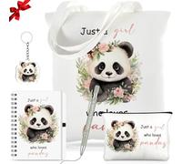 Kinlop 5 piezas de regalos de caballo para mujer, incluye Just a Girl Who Loves Horses, bolsa de lona para cosméticos, llavero y bolígrafo para mujeres y niñas, Verde, Panda