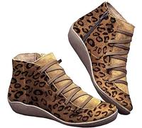 Kinloy Botines planos para mujer, cómodas, de tacón bajo, vintage, impermeables, con soporte de arco, para caminar, estampado de leopardo, talla 6 UK, estampado de leopardo, 39.5 EU