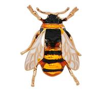 KINMOT Broche vintage de abeja esmaltada amarilla y negra, joyería de insectos pequeños