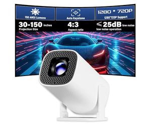 KINMRIS P30 Pro Mini Proyector Bluetooth 720P, Proyector Portátil Android 11 HD para Películas al Aire Libre, 180 Lúmenes, Compatible con Smartphones/Portátil/USB para Hogar, Dormitorio, Exteriores