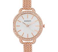 Kinnoti London - Reloj analógico con diamantes dorados y esfera blanca para mujer, dorado, minimalista, dorado, Minimalista