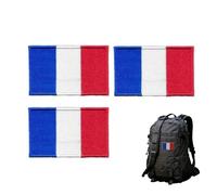 Kinoco parches militares con bandera de Francia, azul-blanco-rojo, bordes negros, lote de 3 parches tácticos para ropa, mochilas, uniformes, gorras y chalecos