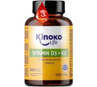 Vitamina D3 y K2 200 Cápsulas Liquidas con Omega 9 y Aceite de Oliva Virgen. Vitamina D3 2000 ui + Vitamina K2 MK7 100 μg Dosis equilibrada. Alta Absorción 3x. Apoyo Óseo e Inmunitario. d3 k2