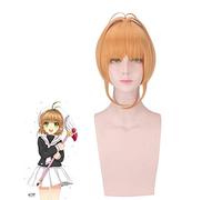 Kinomoto Sakura Cardcaptor Cosplay Peluca Mujer Marrón Corto Pelo sintético Tarjeta Captor Sakura Anime Disfraz Role Play Pelucas