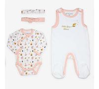 KINOUSSES - Conjunto de nacimiento/flor de Amor - 4 piezas (Salopette, Body y 2 bandas) - Terciopelo - niña - 3 meses