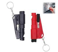 Kinretixia 2 piezas de 2 colores herramienta para romper ventanas de coche como llavero, rompehielos 3 en 1 y cortador de cinturón de seguridad y silbato de supervivencia, llavero de emergencia