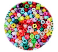 Kinretixia 200 cuentas de poni de 9 mm, cuentas Kandi para pulseras, cuentas de pelo para trenzas, cuentas de plástico coloridas, grandes cantidades, acrílico, varias cuentas para manualidades