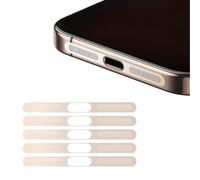 Kinretixia 5 pegatinas doradas de malla a prueba de polvo, aptas para iPhone 16 Pro, altavoz protector integrado y puerto de carga, a prueba de polvo, protección contra el polvo USB-C