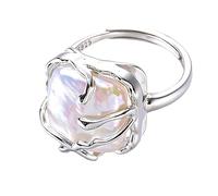 Kinretixia® - Anillo de plata de ley 925 con perlas irregulares para mujer, anillo barroco con encanto, anillo moderno, ideal para aniversarios, L