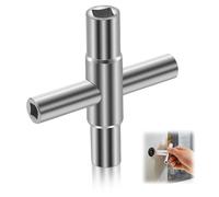 Kinretixia Llave de 4 Vías 4 Tamaños Interior 6,4/7,9/7,1/8,7 mm Llave para caja eléctrica, gas, agua, electricidad, caja de contador, llave de armario, color plateado