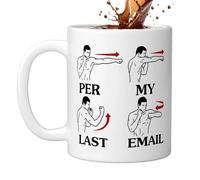 kinrguiyuez Per My Last Email - Taza de café divertida de 325 ml, basada en último correo electrónico, bromas divertidas para regalar a colegas, para té, leche de cacao caliente