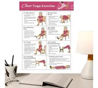 kinrguiyuez Tabla de ejercicios de silla para personas mayores, póster de entrenamiento para principiantes sentados, tabla de entrenamiento sin taladrar para pilates, pérdida de peso, entrenamiento de