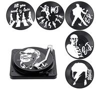 Kinsinder 6 posavasos de vinilo retro, antideslizantes, aislados, con soporte, para café, té, cerveza, copa de vino, hogar y bar