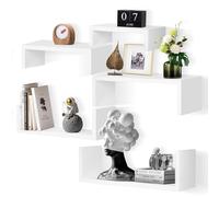 Kinsinder Juego de 5 estantes flotantes en la pared, en forma de U, moderno estante flotante de madera para bricolaje, estante de exhibición para baños, dormitorios y más, fácil instalación (blanco)