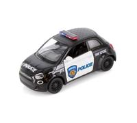 KiNSMART Fiat 500e - Coche de policía a escala 1:28 de 5 pulgadas, modelo de acción de metal fundido a presión