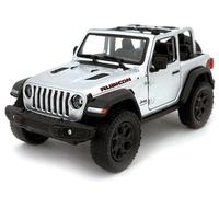KiNSMART - Jeep Wrangler Rubicon Off Road 4x4 5 pulgadas escala 1:34 modelo fundido a presión réplica de coche de juguete (Opentoy plateado)