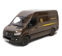 KiNSMART - Mercedes-Benz Sprinter UPS Edition Cargo Van, escala 1:48 O, modelo de furgoneta de juguete de metal fundido, acción de tracción hacia atrás