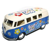 Kinsmart VW Motoring Volkswagen 1:32 Modelo a Escala Coche Peace Love Flower Power Van Auto Vehículo