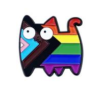 KINSPON Broche con forma de gato arcoíris elegante con forma de animal unisex, accesorio elegante para ropa y sombreros, Metal