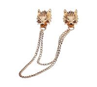 KINSPON Broche de cadena de lobo para hombre, broche de traje con cuello decorado con cabeza de lobo para camisa, accesorios de ramillete, B, Metal