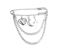 KINSPON Elegante broche de solapa con colgante de cadena, adorno único, accesorios de moda para mujer, Metal