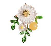 KINSPON Elegante broche en forma de flor para mujer, diseño de hojas verdes, accesorio de solapa floral para chaquetas, mochilas, bufandas, sombreros, Metal