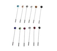 KINSPON Juego de 12 broches de perlas de hiyab de cristal coloridos, broche para bufanda, chal, decoración de joyería para mujer, Metal