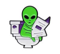 KINSPON Pin único de lectura de alienígenas para periódicos, accesorio creativo, pin de alienígena, llamativo broche para ropa, joyería, Metal