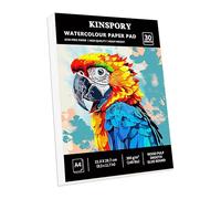 KINSPORY Bloc de Papel Acuarela A4, 30 Hojas, 300 g/m² - 21 x 29,7 cm, Prensado en Frío - Papel sin Ácido para Pintura, Dibujo y Bocetos