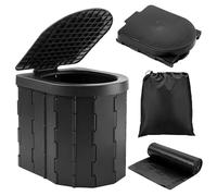 KINSPORY Inodoro Portátil, Camping WC, WC Portatil Inodoro para Camping (Negro con Tapa)