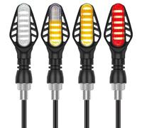 Kinstecks 4PCS Mini Indicadores de Motocicleta con Efecto Fluyente Luces Intermitentes Luce Diurnas y Luces de Freno para Motocicleta Scooter ATV Quad Crucero Off Road