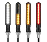 Kinstecks Indicadores de Motocicleta 4PCS Luces de Señal de Giro que Fluyen Indicadores de Giro de Motocicleta con Luces de Circulación Diurna Luces de Freno LED Ámbar Blanco Rojo