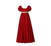 kinstell Regency Vestidos para mujer, vestido de satén vintage de los años 1800, vestido de regencia, vestido victoriano para fiesta de té, color rojo