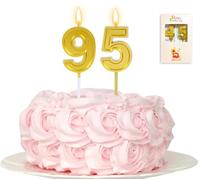 Kinsynko Velas de cumpleaños 95, decoración de pastel de cumpleaños número 95 dorado para decoración de fiesta de cumpleaños de noventa y cinco años