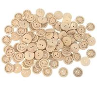 Kinteshun Botones de madera hechos a mano con botones de amor, redondos, de madera natural, con 2 agujeros, para coser y hacer manualidades (100 unidades, marrón)
