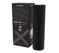 Kintex 6 rollos de esparadrapo deportivo, 3,8 cm x 10 m, esparadrapo rígido no elástico, para fijar y estabilizar articulaciones, esparadrapo para dedos, vendaje adhesivo (Negro)