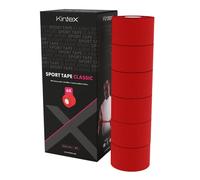 Kintex 6 rollos de esparadrapo deportivo, 3,8 cm x 10 m, esparadrapo rígido no elástico, para fijar y estabilizar articulaciones, esparadrapo para dedos, vendaje adhesivo (Rojo)