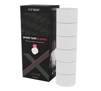 Kintex 6 Rollos de esparadrapo Deportivo, 3,8 cm x 10 m, esparadrapo rígido no elástico, para Fijar y estabilizar articulaciones, esparadrapo para Dedos, Vendaje Adhesivo (Blanco)