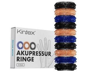 Kintex Anillos de acupresión, 10 piezas - 3 colores, masaje de dedos, anillos de masaje, acupresión, alivio del estrés, relajación