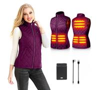 Kintiwe Chaleco Calefactable, Chaleco Calentador para Mujer con Bateria, USB Chaleco Termico con 3 Temperatura Ajustables, Ideal para Camping Senderismo Esquí Pesca